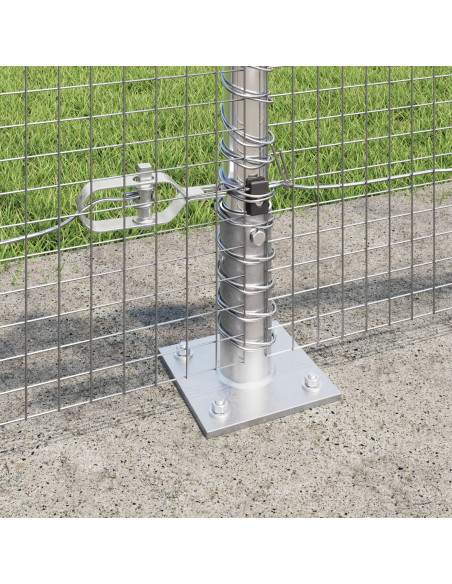Recinzione in Rete Saldato di  con 7 Pali Flangiati 0.6x10 m Acciaio Zincato