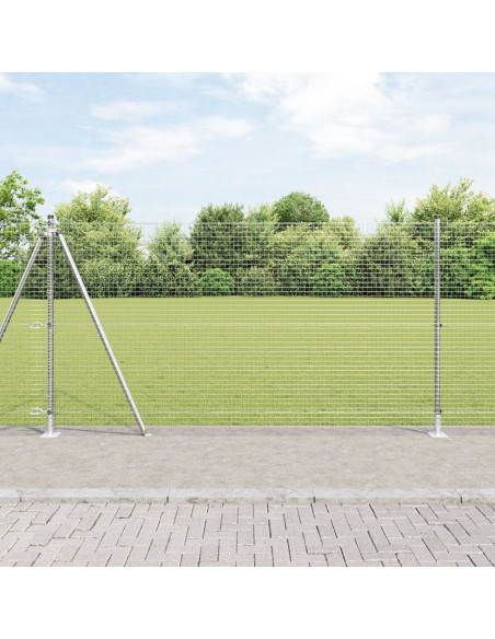 Recinzione in Filo Saldato  con 7 Pali Flangiati 1.2x10 m Acciaio Zincato