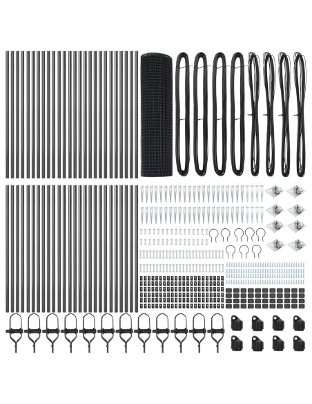 Recinzione in Filo Saldato  con 13 Picchetti Grigio 1x100 m Acciaio