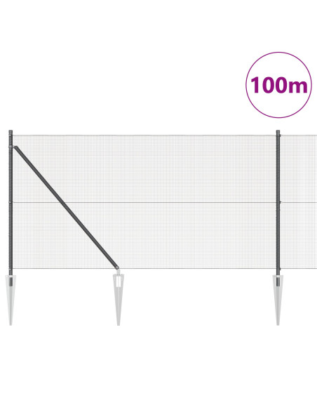 Recinzione in Filo Saldato  con 13 Picchetti Grigio 1x100 m Acciaio