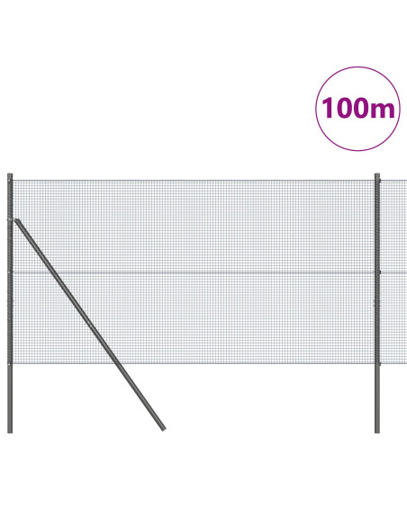 Recinzione in rete saldata  con 13 pali Grigio 1x100 m Acciaio