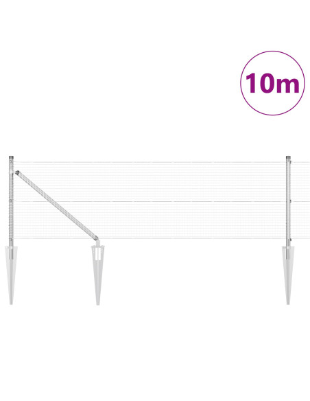 Recinzione in Rete Saldato  con 7 Picchetti 0.6x10 m Acciaio Zincato
