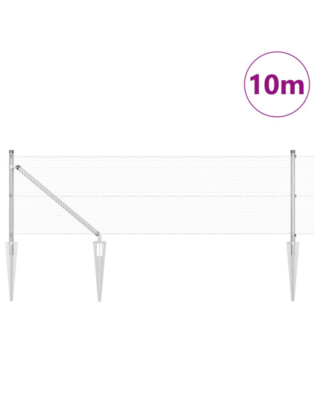 Palo della recinzione Argento 10 x 0,8 m (rete 16 x 16 mm)