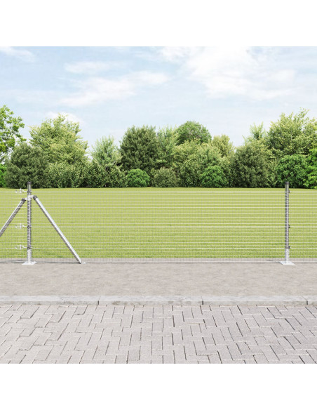 Recinzione in Rete Saldato di  con 7 Pali Flangiati 0.6x10 m Acciaio Zincato