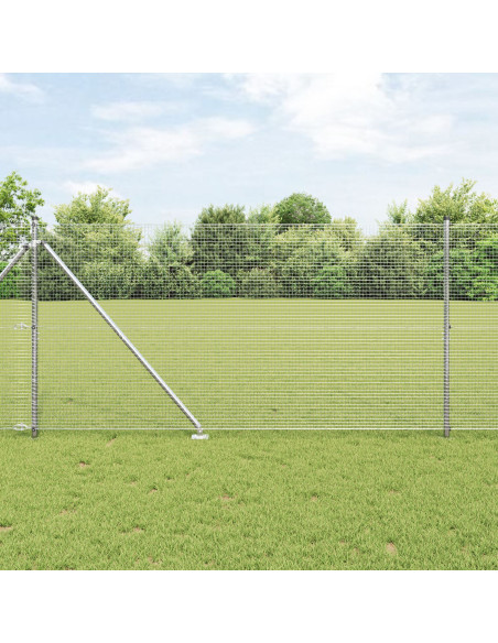 Recinzione in Filo Saldato  con 7 Pali a Picchetto 1.4x10 m Acciaio Galvanizzato