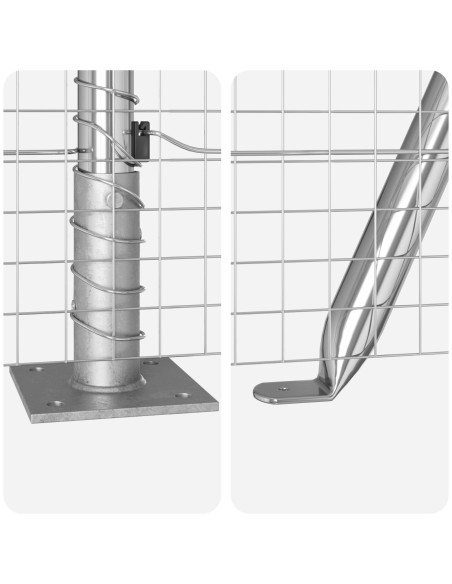 Recinzione in Filo Saldato  con 7 Pali Flangiati 1.2x10 m Acciaio Zincato