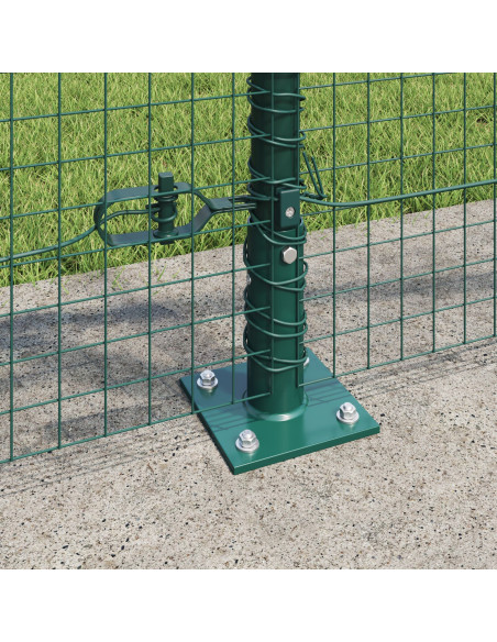 Recinzione a Rete Saldato  con 13 Pali Flangiati Verde 0.8x50 m Acciaio