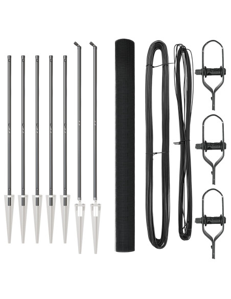 Set di Pali di Recinzione  Set di 2 Grigio Metallo, Plastica