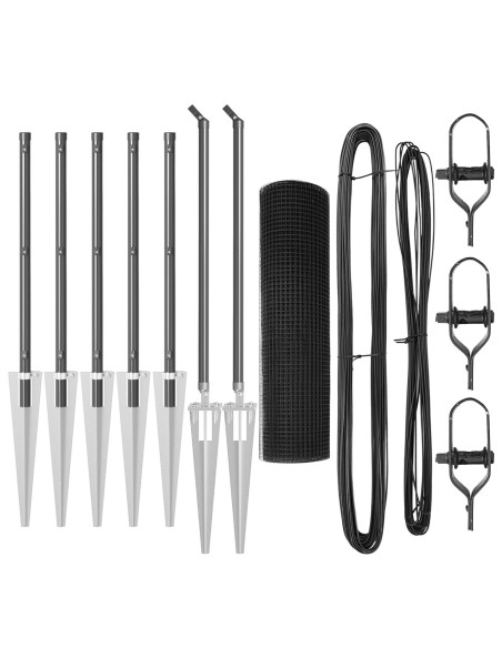 Set di Pali per Recinzione  Set di 2 Nero Acciaio 10 x 1 m