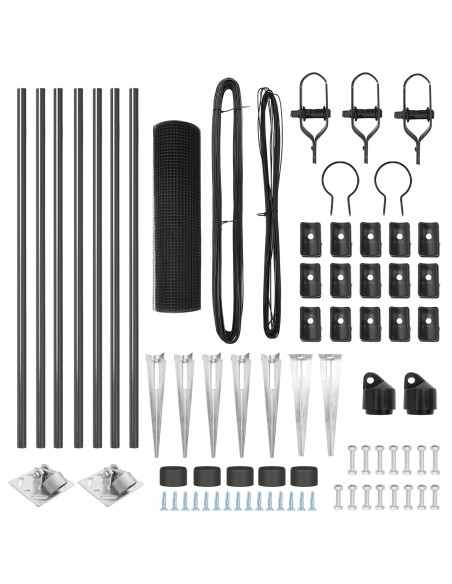 Set di Paletti di Recinzione Metallica  Set di 2 Grigio Metallo
