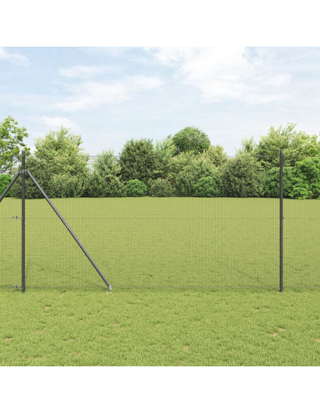 Recinzione in Rete Saldato con 7 Picchetti Grigi 1,5x10 m Acciaio