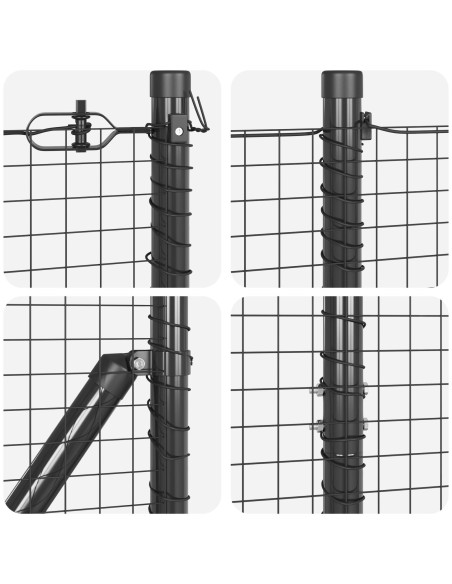 Set di Pali di Recinzione  Set di 2 Grigio Metallo, Plastica