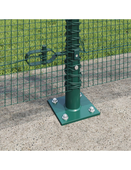 Recinto in Filo Saldato  con 13 Pali Flangiati Verde 1.2x25 m Acciaio
