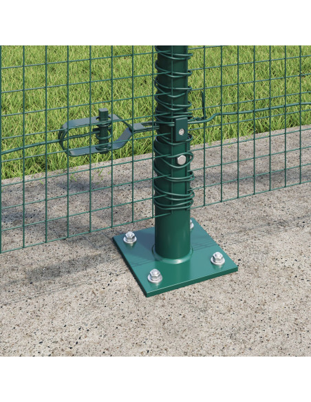 Recinzione in Rete Saldato con 13 Pali Flangiati Verde 1.2x25 m Acciaio