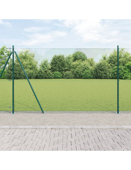 Recinzione in rete saldata  con 13 pali flangiati Verde 1.5x25 m Acciaio