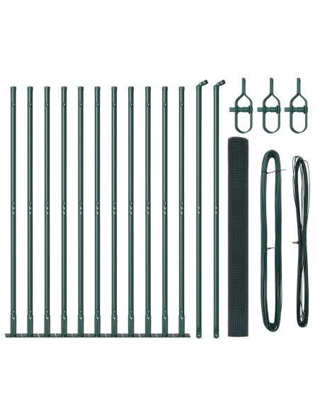 Set di Pali di Recinzione in Acciaio  2 Pezzi Verde