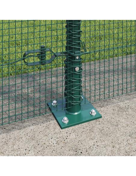 Recinzione in Filo Saldato  con 13 Pali Flangiati Verde 1.6x25 m Acciaio