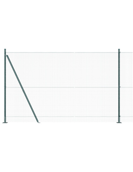 Recinzione Filo Saldato  con 13 Pali Flangiati Verde 1,6x25 m Acciaio