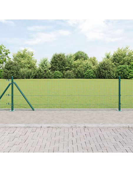Recinzione in rete saldata  con 13 pali con flangia Verde 0.4x100 m Acciaio