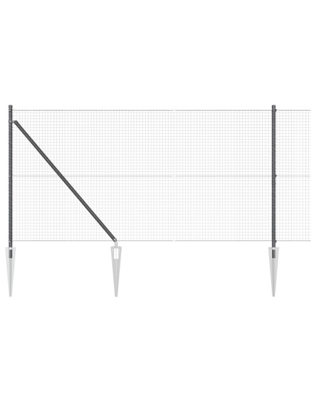 Recinzione in Filo Saldato  con 13 Pali a Picchetto Grigio 1x25 m Acciaio