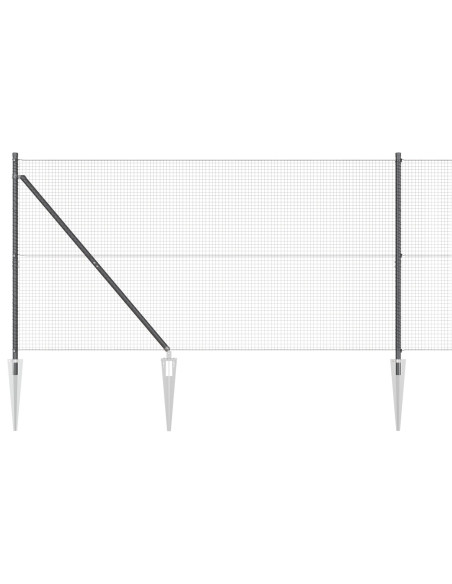 Recinzione in Rete Saldata  con 13 Pali a Picco Grigio 1.2x25 m Acciaio