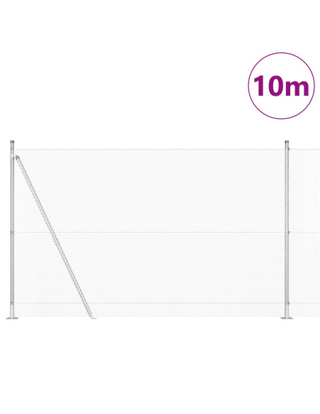 Recinzione in Rete Saldata  con 7 Pali Flangiati 1.5x10 m Acciaio Zincato