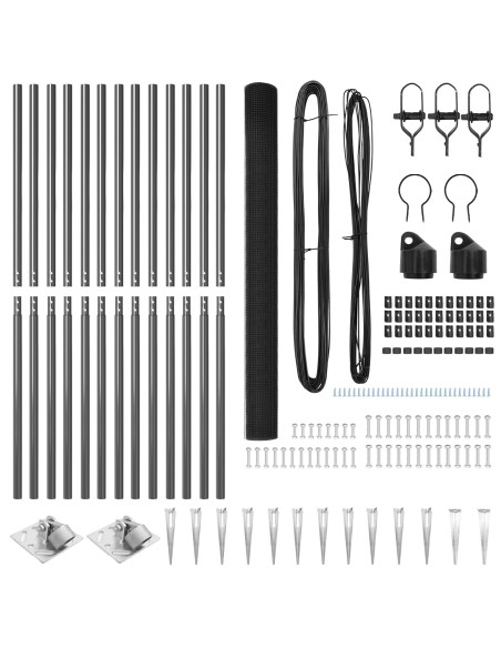 Set di Posti per Recinzione  Set di 2 Grigio Metallo 25 x 1,5 m