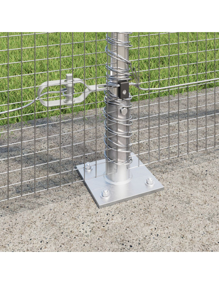 Recinzione in Rete Saldato  con 7 Pali Flangiati 1.6x10 m Acciaio Galvanizzato