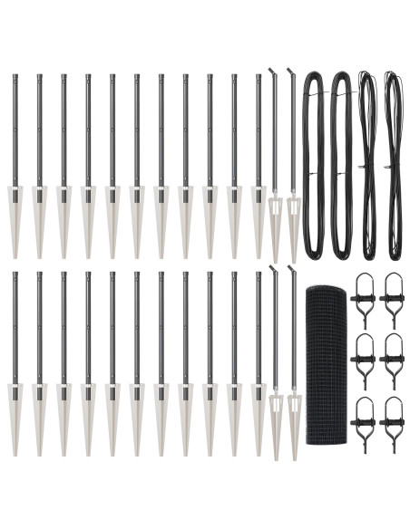 Recinzione a Rete Saldato  con 13 Picchetti Grigi 0.4x50 m Acciaio