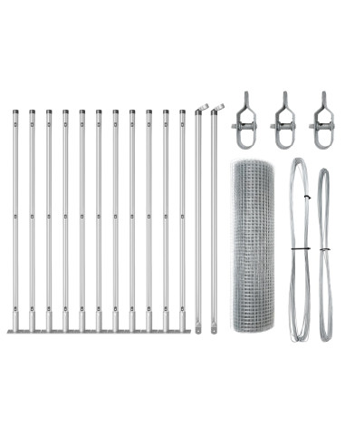 Palo della recinzione Argento 25 x 0,5 m (rete 16 x 16 mm)