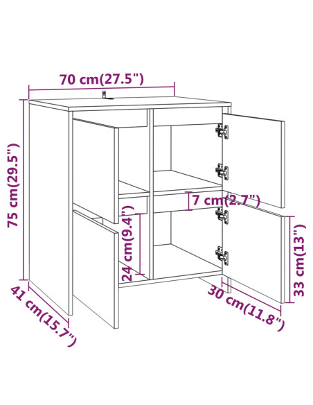 Credenze 2 pz Rovere Fumo in Legno Multistrato
