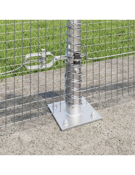 Recinzione in Rete Saldato  con 13 Pali Flangiati 0.6x25 m Acciaio Zincato
