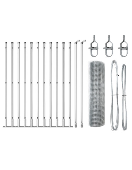 Recinzione Metallica Saldata con 13 Pali Flangiati 0.6x25 m Acciaio Galvanizzato