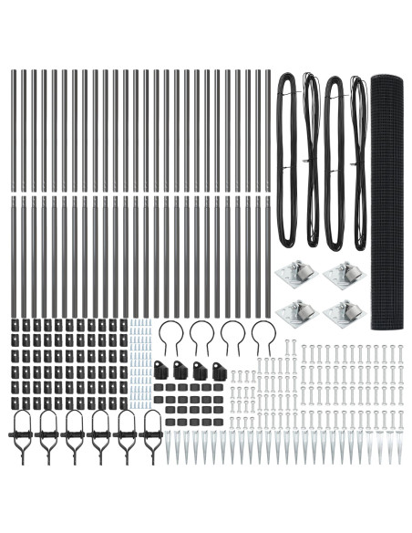 Recinzione in Filo Saldato  con 13 Picchetti Grigio 1.2x50 m Acciaio