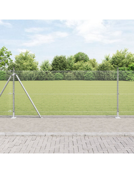 Recinzione in Filo Saldato  con 13 Pali Flangiati 1x25 m Acciaio Galvanizzato