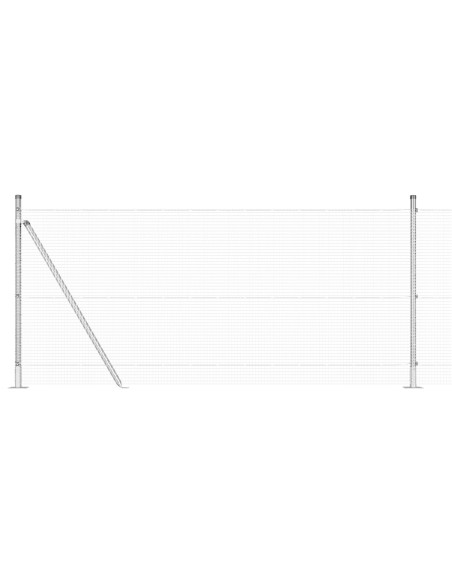 Recinzione in Filo Saldato  con 13 Pali Flangiati 1x25 m Acciaio Galvanizzato