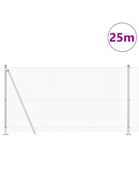 Recinzione in Rete Saldature  con 13 Pali Flangiati 1.2x25 m Acciaio Zincato