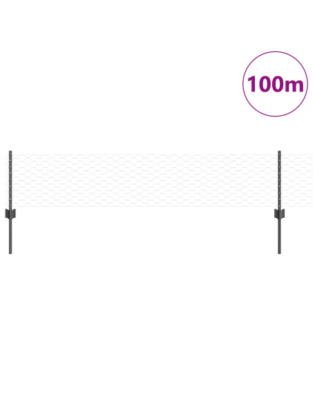 Posti per Recinzione  11 pz U-Channel Grigio 40 cm Acciaio, Recinzione Esagonale  Grigia 0,4x100 m Acciaio