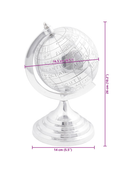 Scultura Globo  Argento 16,5x14x26 cm in Alluminio