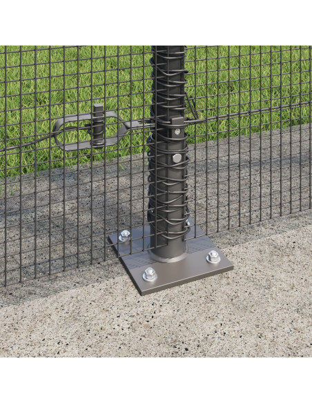 Recinzione in Filo Saldato  con 7 Posti Flangiati Grigio 1.5x10 m in Acciaio