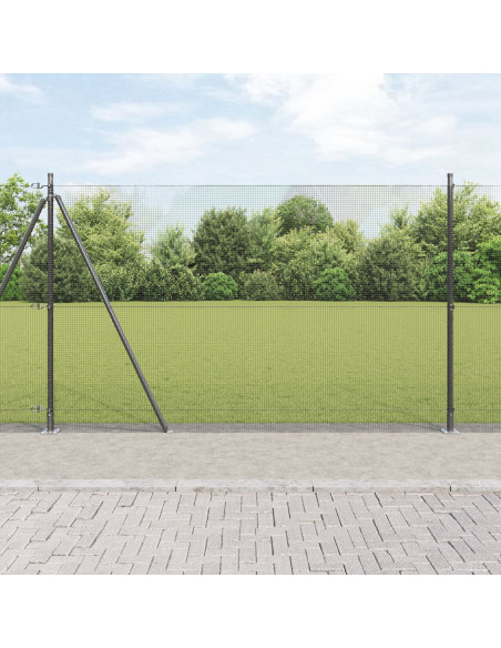 Recinzione in Filo Saldato  con 13 Pali Flangiati Grigio 1.4x50 m Acciaio