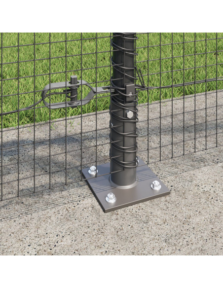 Set di Pali di Recinzione  Set di 2 Grigio Metallo, Plastica