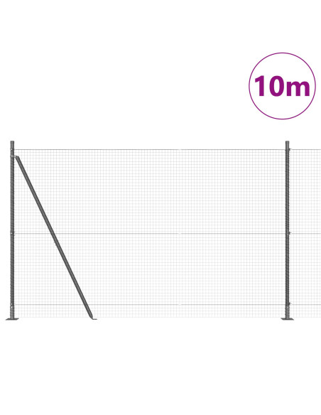 Recinzione in Rete Saldato  con 7 Pali Flangiati Grigio 1,4 x 10 m Acciaio