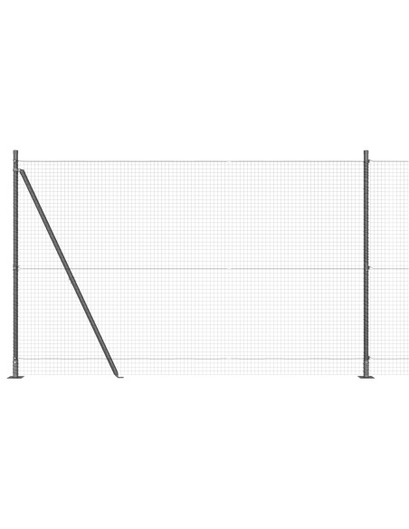 Recinzione in Rete Saldato  con 7 Pali Flangiati Grigio 1,4 x 10 m Acciaio