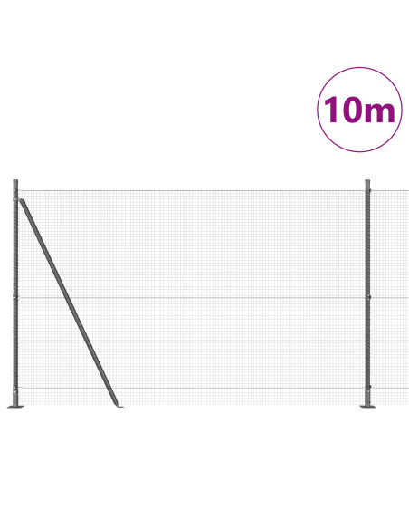 Recinzione in Filo Saldato  con 7 Pali Flangiati Grigio 1,5x10 m Acciaio