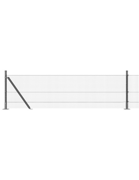 Recinzione in Rete Saldato  con 13 Pali Flangiati Grigi 0.6x50 m Acciaio