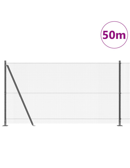 Recinzione in rete saldata  con 13 pali flangiati grigio 1,2 x 50 m acciaio