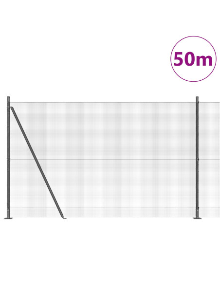 Recinzione in Filo Saldato  con 13 Pali Flangiati Grigio 1.4x50 m Acciaio