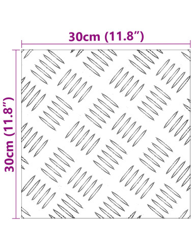 Gradini per Scale Quadrato 4 pcs Argento 30 x 30 cm Alluminio