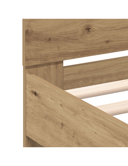Struttura del letto con led Rovere artigianale 135 x 190 cm